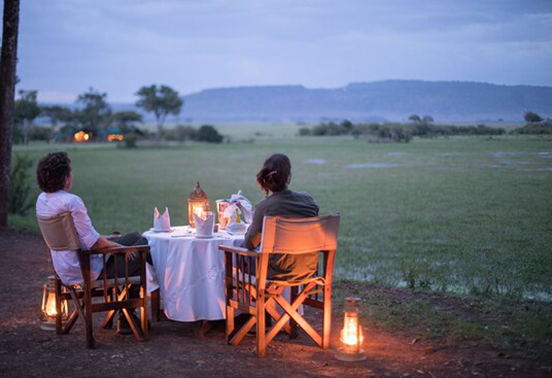 candle lit dinner in the Masai Mara