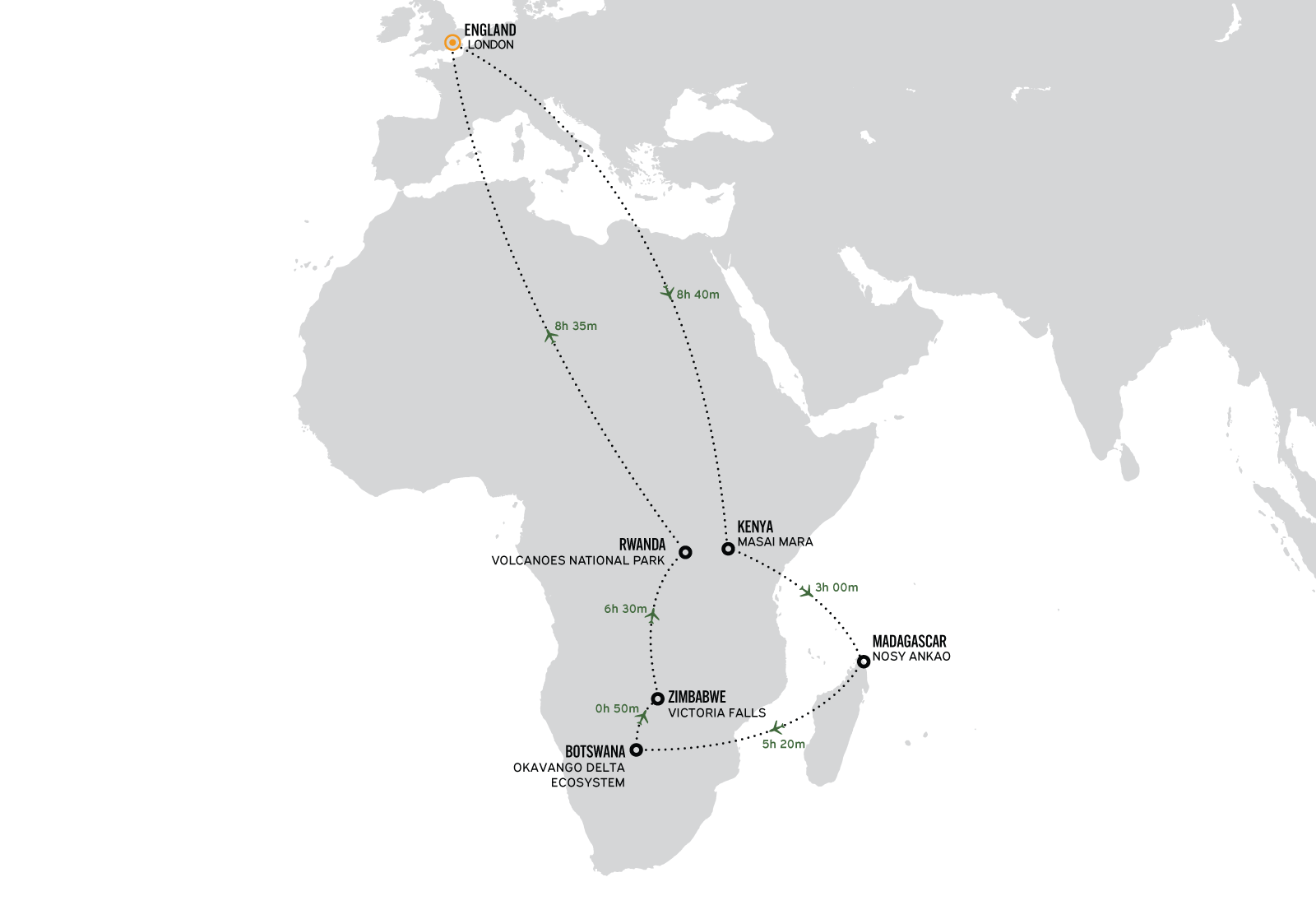 Incredible Africa Custom Tour map